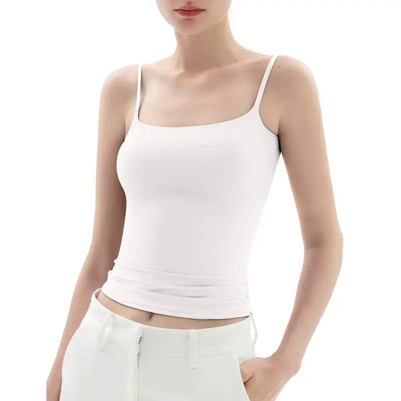 Spaghetti Strap Tank Top, Double Layer Not See-Through Cami, Buttery Soft Stretchy Top, Minimal Chic Essential summerwins
