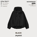 PUFFITER Short One-Size Rain Jacket With Pleated Hem,Hooded Jacket,Waterproof Jacket,Women Jacket,Wide-Brim Hood,Adjustable Cuffs,Zips,Outdoor Sport,Jacket,Statements,Windbreaker,Spring,Dog Walking,School Running,Football Mum,Stylish