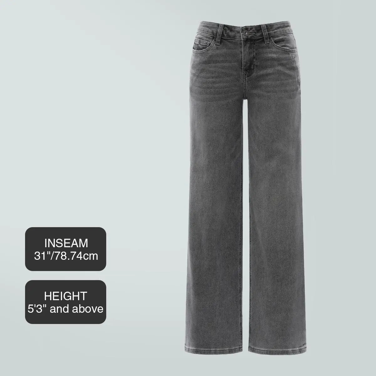 Magic SOONE Mid-low Rise Baggy Jeans Stretchy Wide Leg for Women Distressed Pants Womenswear Bottom 8001 Lady Basic Minimalist Comfortable Denim Tummy Control Curve Hugging Plus Size Regular Size BBL Spring Fashion Daily Outfits