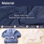 Women's 3-Piece Shiny Light Microfiber Hair Towel Caps, Super Absorbent Towel, Extra Soft, Fast Drying Plain Turban Wraps, 1 Size Fits All, Nighttime Wet Hair Use