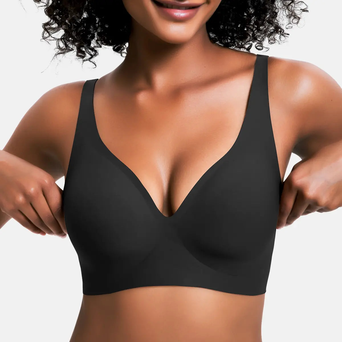 VRCOM Jelly Wireless Womens Comfortable Wireless Bras Push Up Bralettes Seamless Tshirts Bras Deep V Everyday Bras