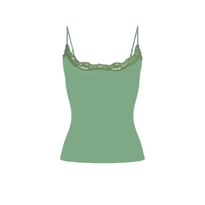 Starrylion Padded Lace Cami Top Double Lined Sexy Tank Top Spaghetti Strap Club Party Shirt