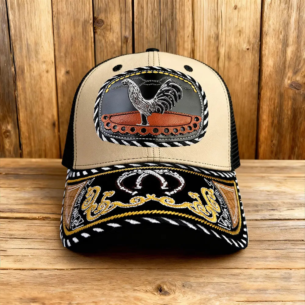 Western Trucker Hat für Herren Damen Vintage Cowboy Country Hüte mit Hufeisen-Stickerei & Snapback Passform für Western-Outfit