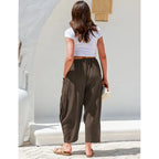TARES Womens Linen Blend Wide Leg Pants Oversize Casual Loose Fit Beach Palazzo Harem Pants with Pockets Vacation summer outfits Womenswear