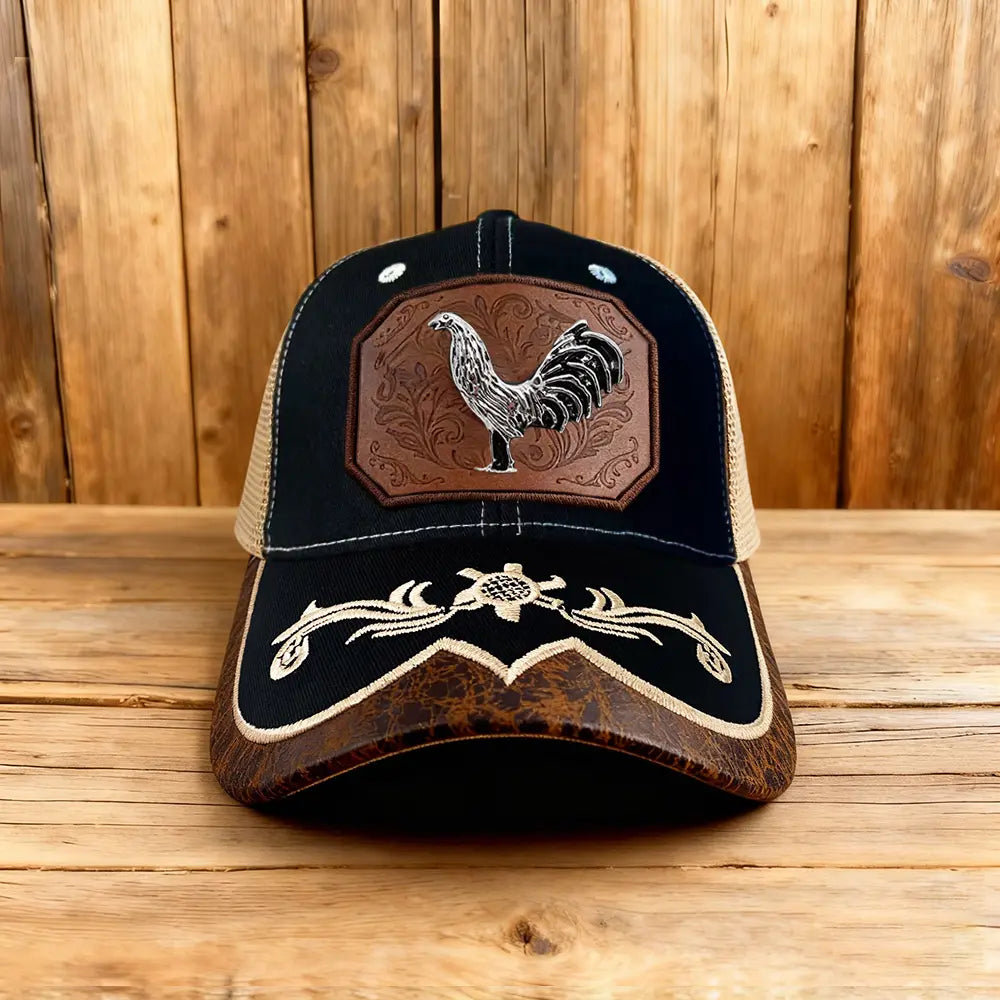 Western Trucker Hat für Herren Damen Vintage Cowboy Country Hüte mit Hufeisen-Stickerei & Snapback Passform für Western-Outfit