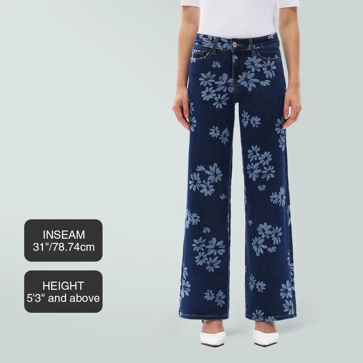 Magic SOONE Mid-low Rise Baggy Jeans Stretchy Wide Leg for Women Distressed Pants Womenswear Bottom 8001 Lady Basic Minimalist Comfortable Denim Tummy Control Curve Hugging Plus Size Regular Size BBL Spring Fashion Daily Outfits