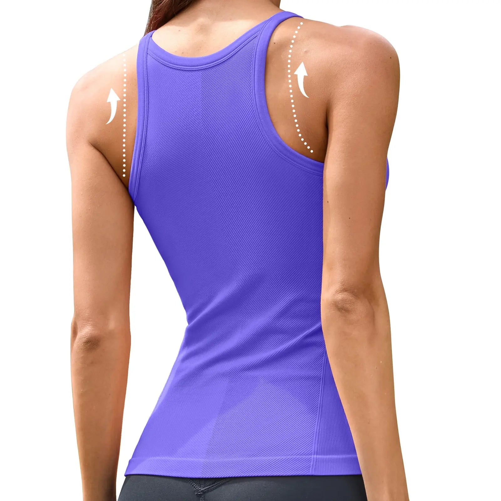 Women Workout Tank Tops with Built in Bra Basic Ribbed Tank Top Crew Neck Racerback Athletic Camisole Seamless summerwins