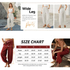 UANEO SummerVibes Women's Baggy Wideleg Pants Casual Elastic Waisted Palazzo Harem Pants with Pockets