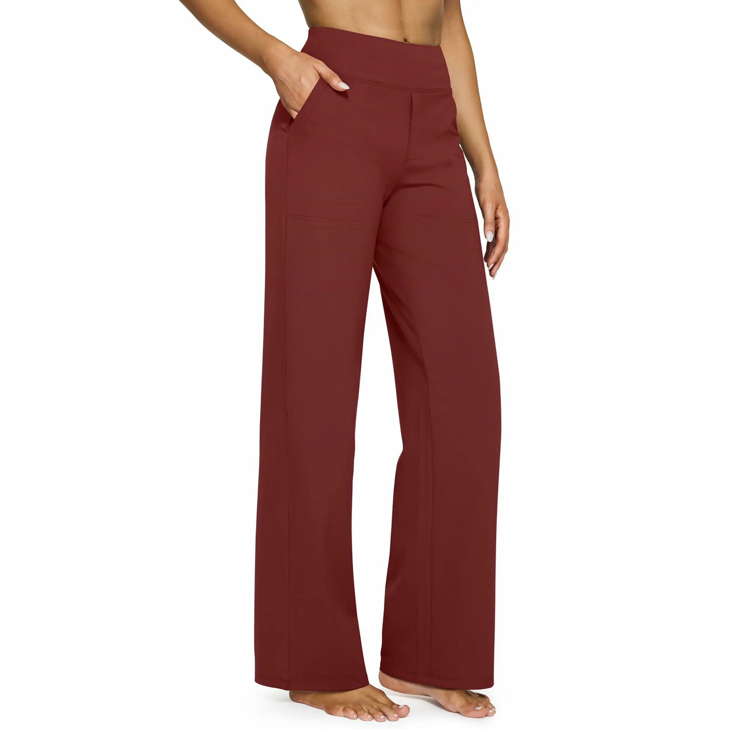 FreeG4 Loose High-Waist Business Casual Pants Yoga Pants Women Wide Leg Pants with Pockets Comfortable Athletic Sweatpants