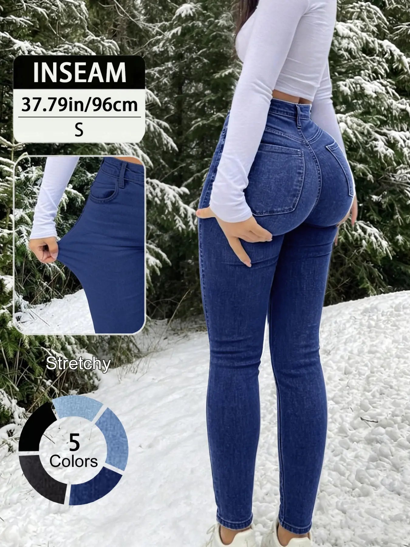 Elegant High Waist Long Skinny Denim Jeans for Women, High Rise Jeans, Womenswear, Versatile Four Seasons Wear, Slimming Fit, Stylish Chic Casual Pants, Trouser, Basic, Denim Skinnies, Light Wash Jeans