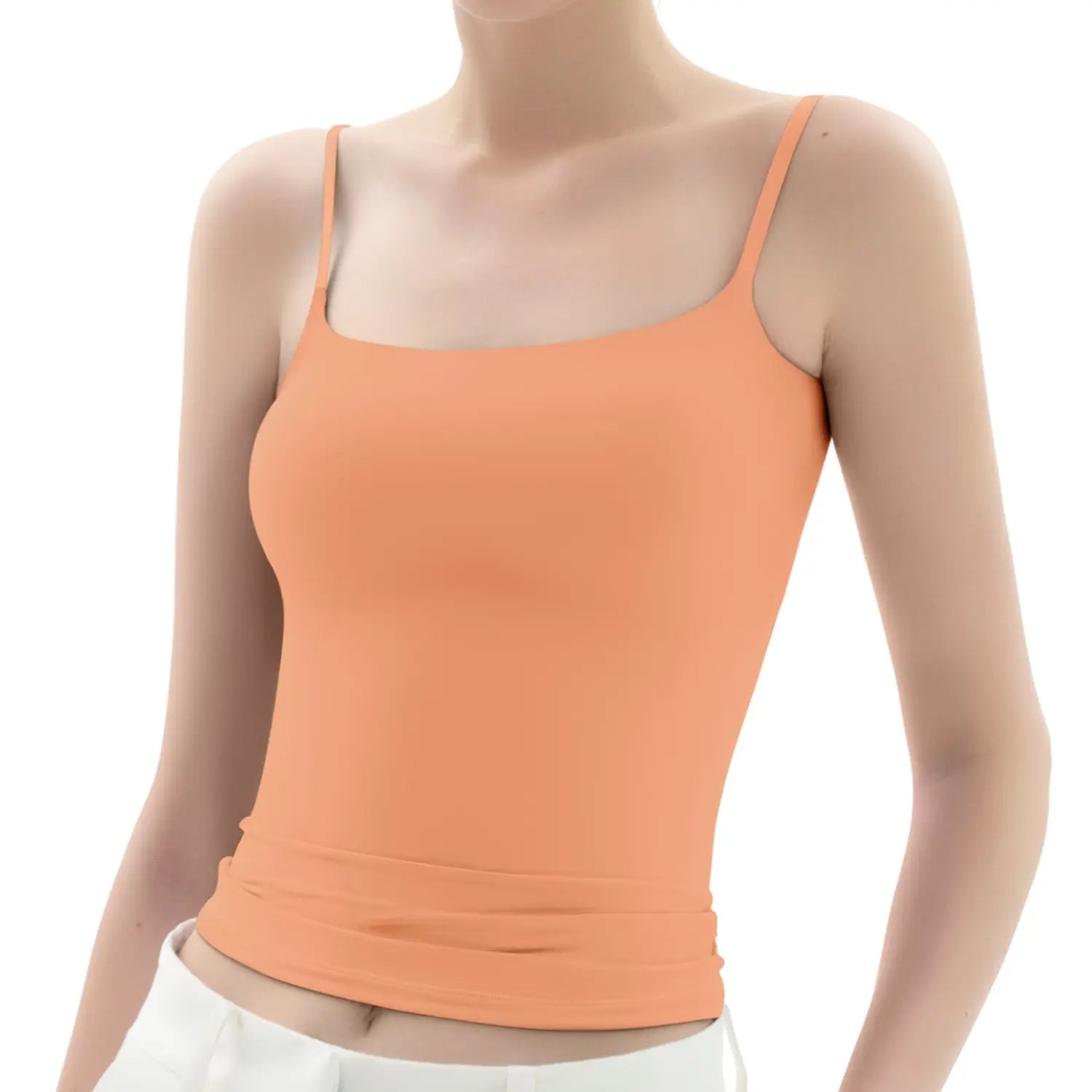 Spaghetti Strap Tank Top, Double Layer Not See-Through Cami, Buttery Soft Stretchy Top, Minimal Chic Essential summerwins