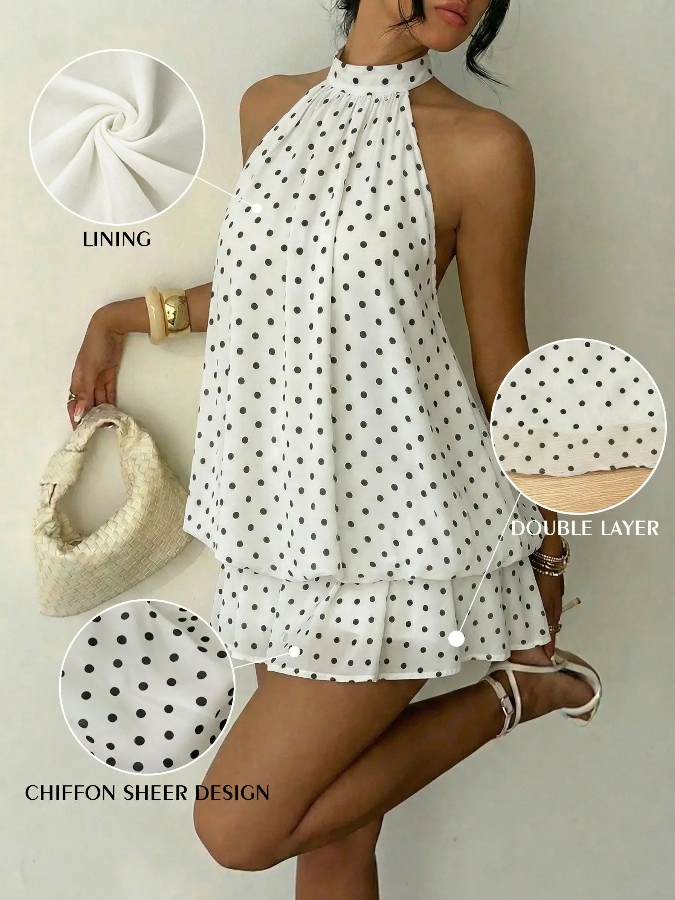 Women's Summer Fashion Party Halter Neck Tie Back Mini Dress, Slim-Fitting Casual Chic Elegant Short Sleeveless Dress for Home Outdoor City Style Elegant Dresses