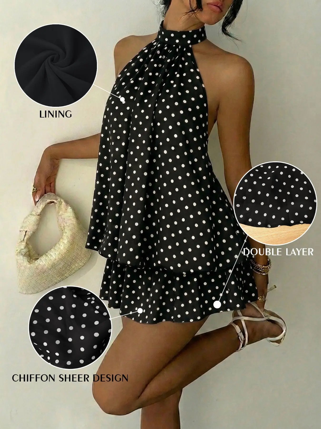 Women's Summer Fashion Party Halter Neck Tie Back Mini Dress, Slim-Fitting Casual Chic Elegant Short Sleeveless Dress for Home Outdoor City Style Elegant Dresses