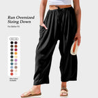 TARES Womens Linen Blend Wide Leg Pants Oversize Casual Loose Fit Beach Palazzo Harem Pants with Pockets Vacation summer outfits Womenswear