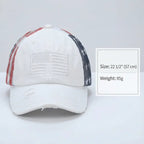 C.C Patriotic Adjustable Women’s Baseball Cap Cotton Brushed Embroidered Hat with Criss-Cross Elastic Band American Flag Mesh Back Durable Accessory Fit Perfect for Memorial day and July 4th