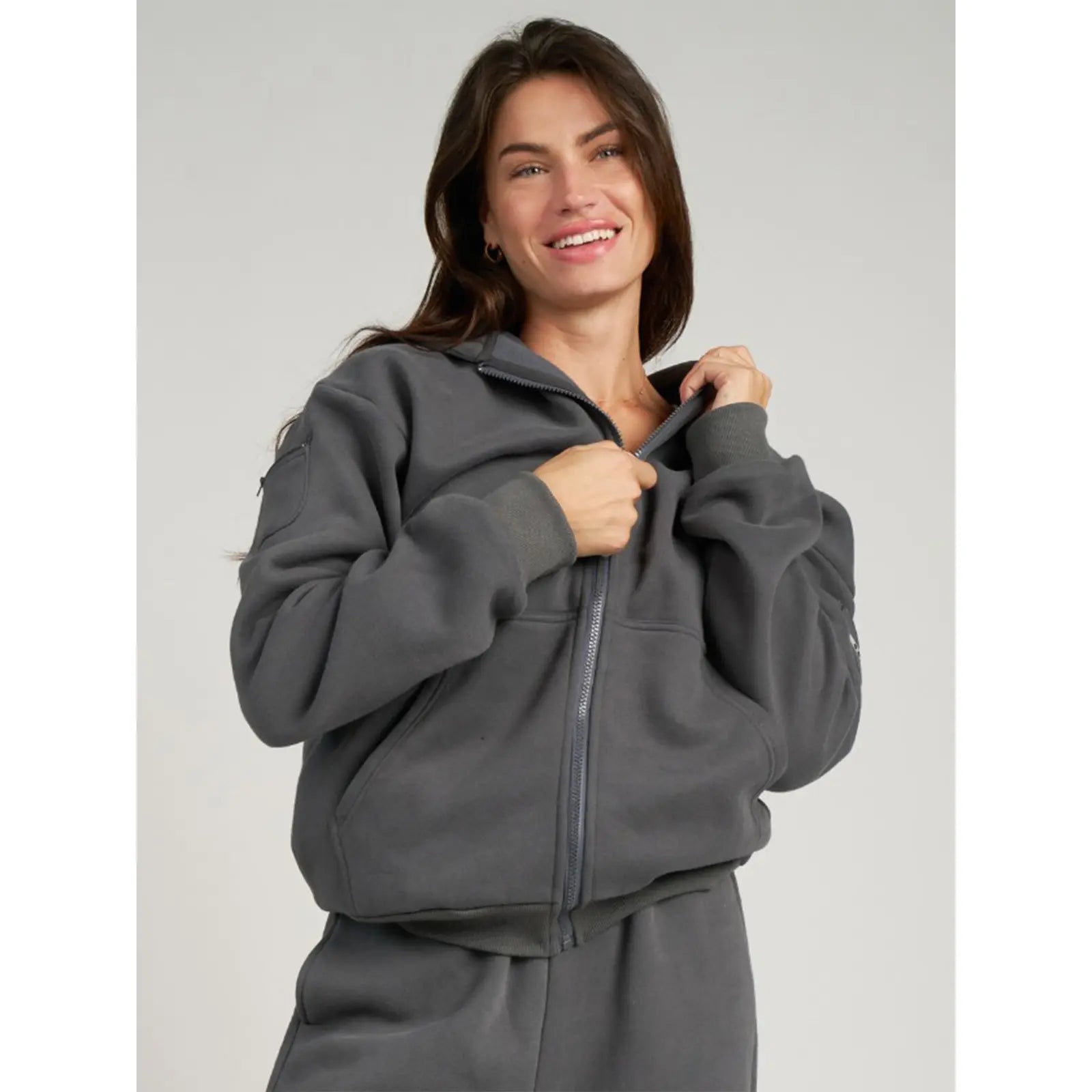 Reise-Essentials Kapuzenjacke mit Reißverschluss | Sweatshirt mit Reißverschlusstaschen für Reisen