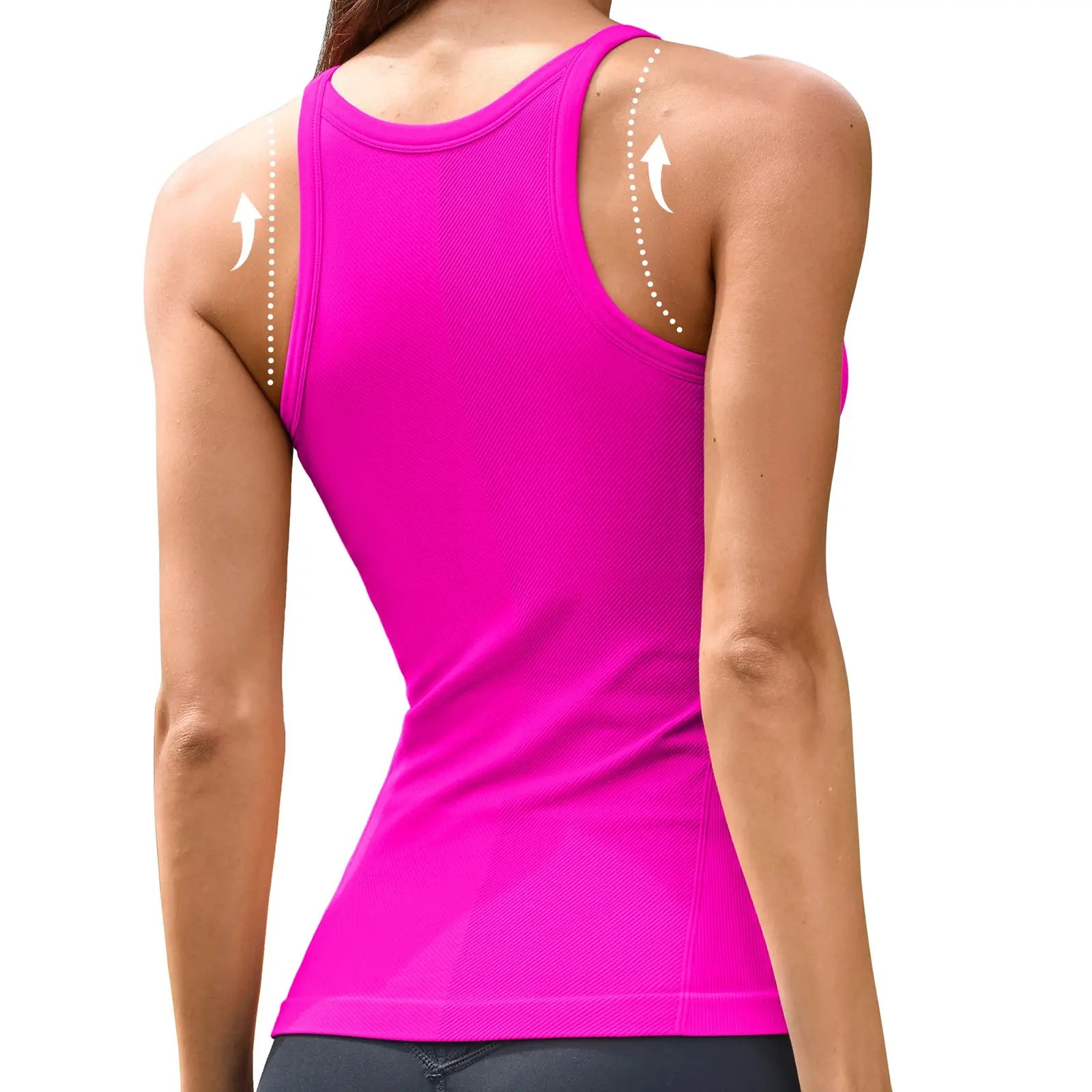 Women Workout Tank Tops with Built in Bra Basic Ribbed Tank Top Crew Neck Racerback Athletic Camisole Seamless summerwins