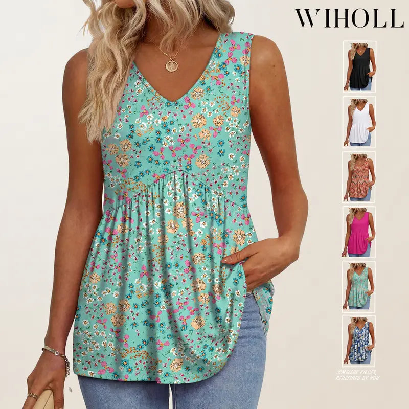 Womens Tank Tops 2025 Flowy Peplum Tops (Size Up 1-2 for Oversized Look) for Women Dressy Sleeveless V Neck Babydoll Tank Tops Fabric Stretchy tank tops summer tops