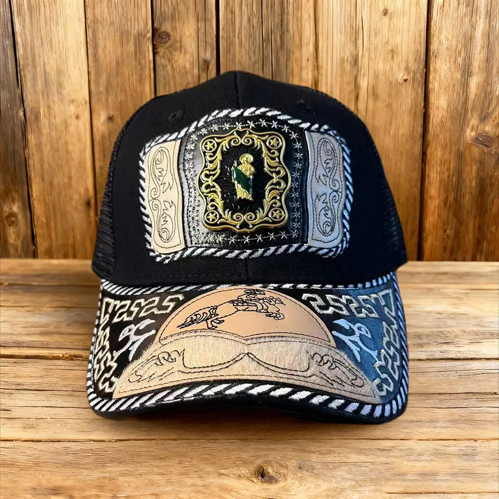 Western Trucker Hat für Herren Damen Vintage Cowboy Country Hüte mit Hufeisen-Stickerei & Snapback Passform für Western-Outfit