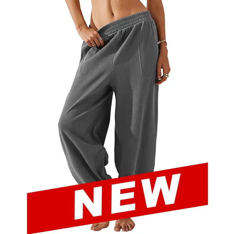 UANEO SummerVibes Women's Baggy Wideleg Pants Casual Elastic Waisted Palazzo Harem Pants with Pockets