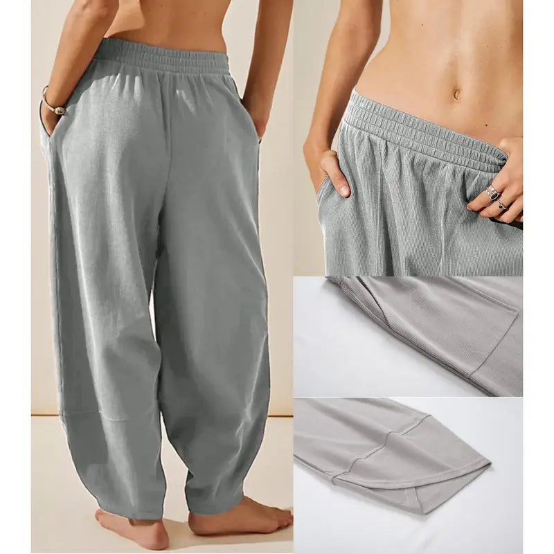 UANEO SummerVibes Women's Baggy Wideleg Pants Casual Elastic Waisted Palazzo Harem Pants with Pockets