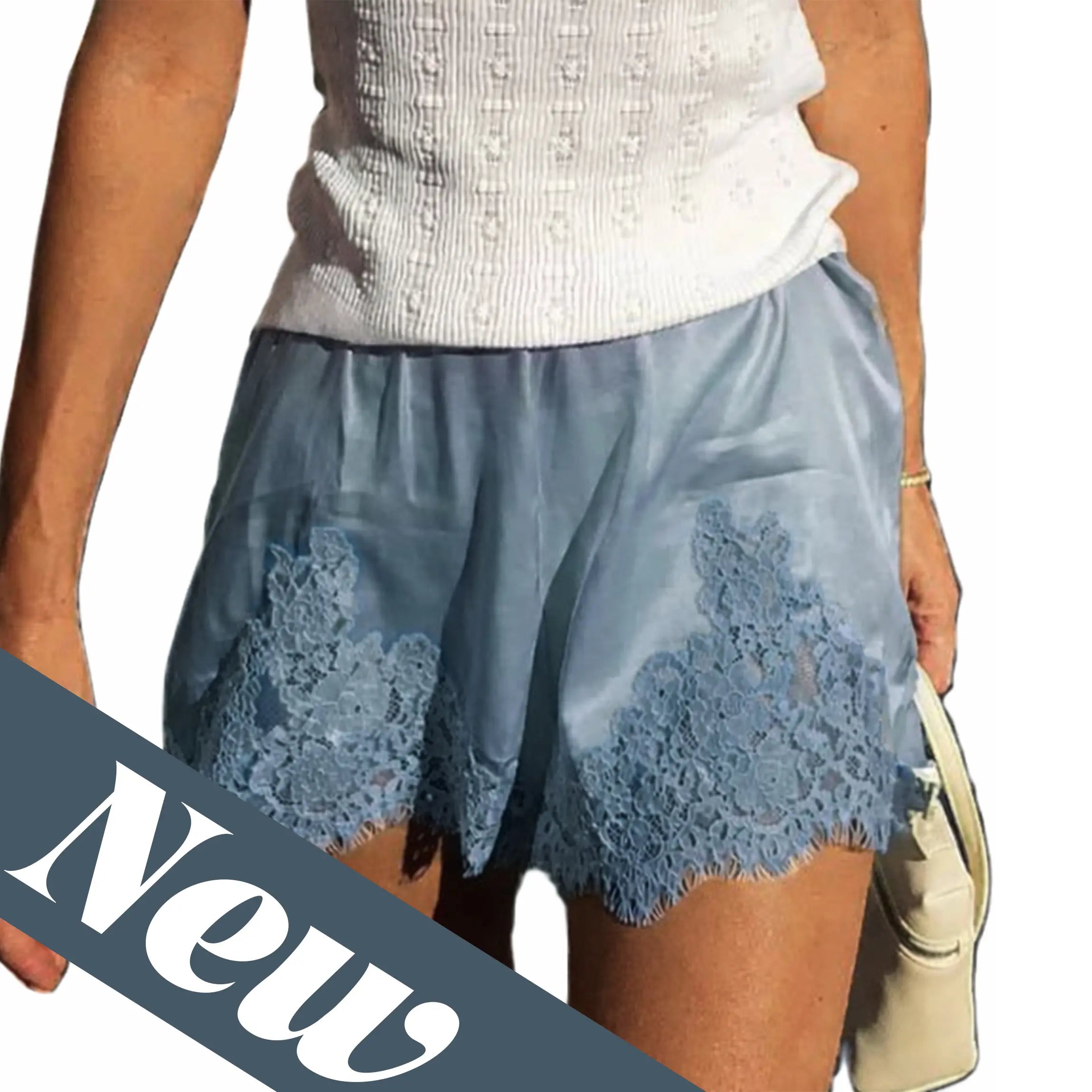 Buenoble Silky Lace Trim Shorts for Women Elegant Satin Lounge Shorts Fall Winter Chic OOTD