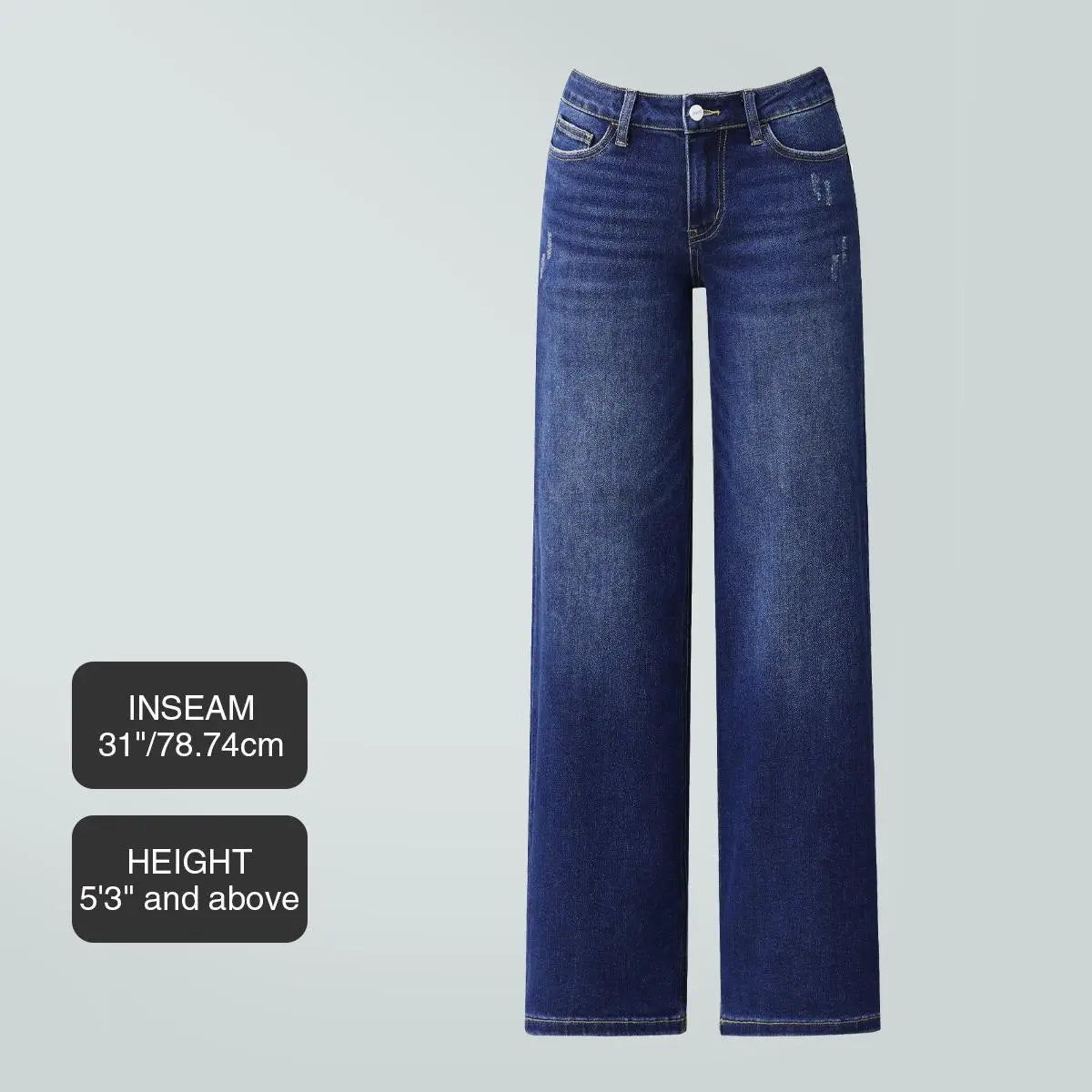 Magic SOONE Mid-low Rise Baggy Jeans Stretchy Wide Leg for Women Distressed Pants Womenswear Bottom 8001 Lady Basic Minimalist Comfortable Denim Tummy Control Curve Hugging Plus Size Regular Size BBL Spring Fashion Daily Outfits