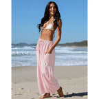 【SS26 Collection】Womens Wide Leg Gingham Striped Plaid Pants Casual Barrel Loose Drawstring Low Waist Palazzo Harem Pants with Pockets