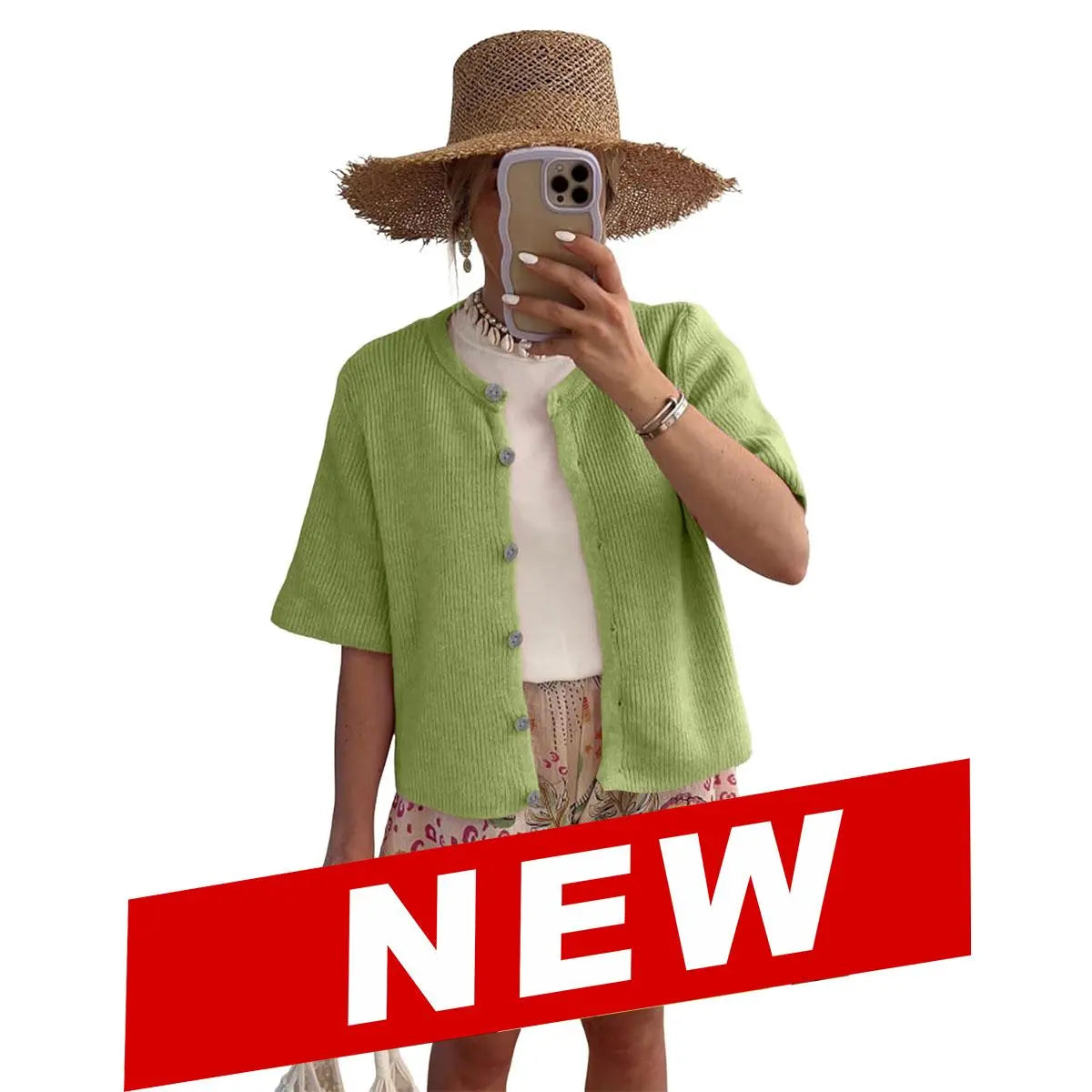 Tanming Women's Short Sleeve Cardigan Sweater - Crew Neck, Soft Ribbed Knitting Fabric, Button-Down, Fitted, Lightweight Breathable Clothes for Casual Office, Spring Summer Layering Cover Up (Women's Tops) #SpringStatements