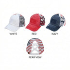 C.C Patriotic Adjustable Women’s Baseball Cap Cotton Brushed Embroidered Hat with Criss-Cross Elastic Band American Flag Mesh Back Durable Accessory Fit Perfect for Memorial day and July 4th