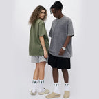 MoonYi 3 Pack Women's Oversized T Shirts Acid Wash Cotton Crew Neck Half Short Sleeve Summer Unisex Tees Casual Loose Fit Solid Streetwear Comfortable Tops Basic Womenswear Plain Tshirt