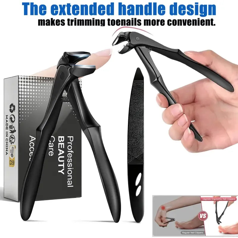 Extra-long handle nail clippers, enhanced model, suitable for thick and hard nails