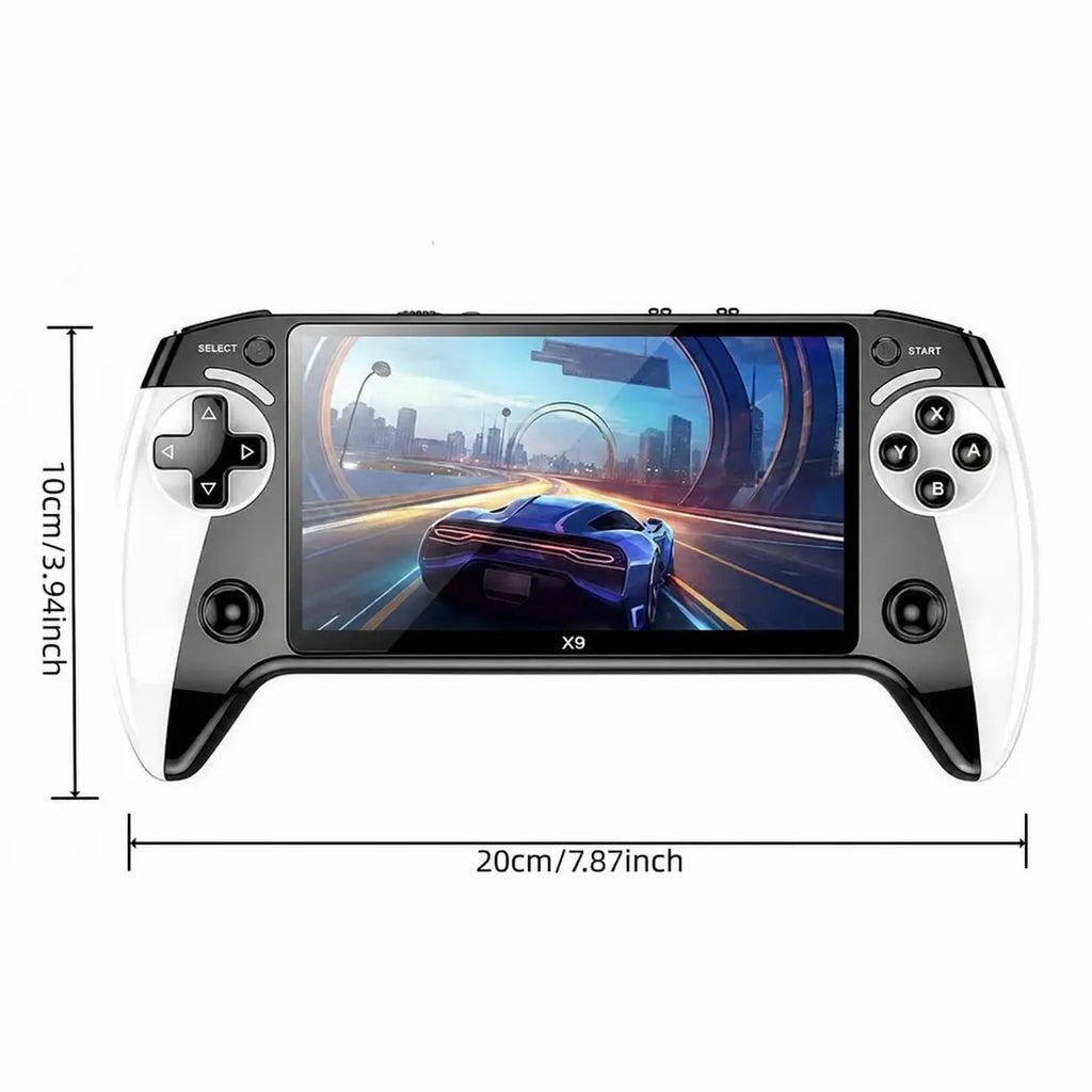 X9 Retro Handheld Game Console with 5.5-inch HD IPS Eye-Protection Screen, Retro Gaming Console with TXT E-Book, Linux System, TV Output, 6200+ Games, External Gamepad, Music, 2000mAh Handheld Console