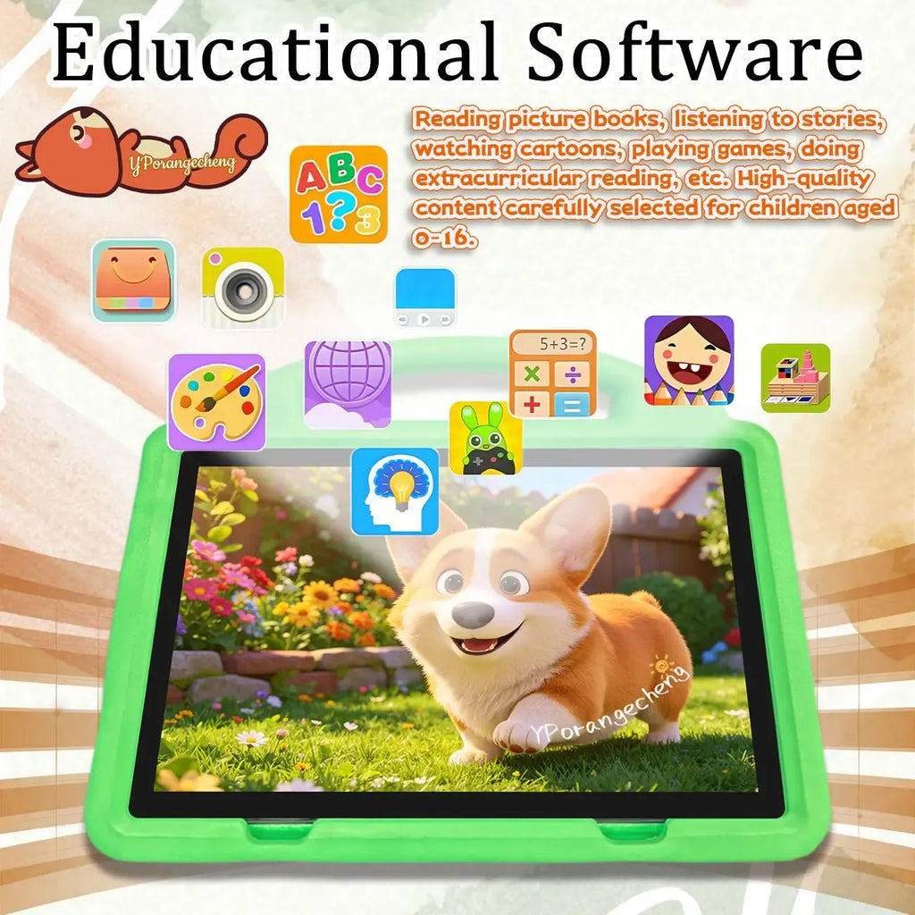KidsTablet 10.1-inch Android children's tablet with dual cameras for vision protection, parental control for children's education tablet with WiFi