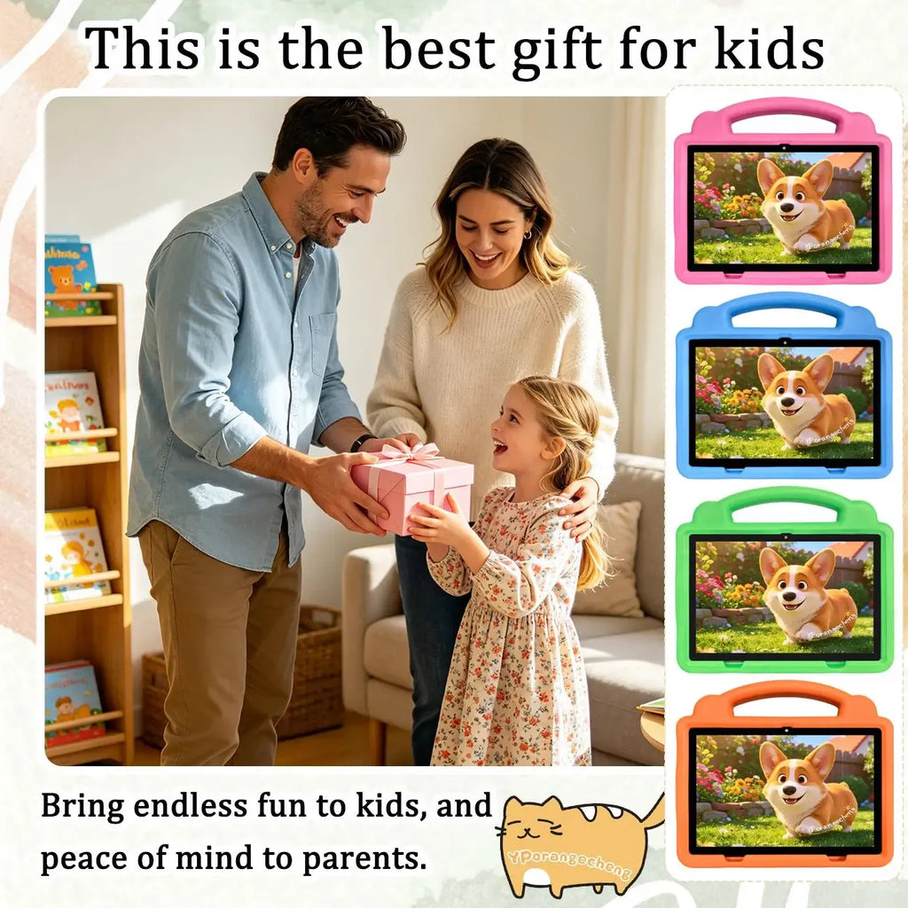 KidsTablet 10.1-inch Android children's tablet with dual cameras for vision protection, parental control for children's education tablet with WiFi