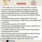 KidsTablet 10.1-inch Android children's tablet with dual cameras for vision protection, parental control for children's education tablet with WiFi