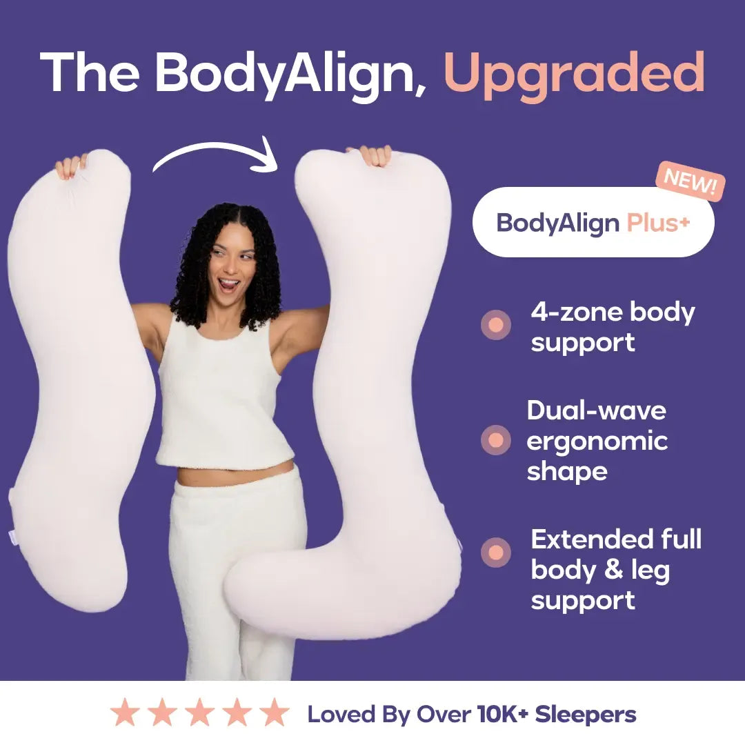 Mellow Sleep | BodyAlign+ Pillow - Full Body Ergonomic Support Pillow for Back, Belly, Hips & Legs, Cooling Side Sleeper Pillow for Pregnancy, Maternity & Body Pain Relief