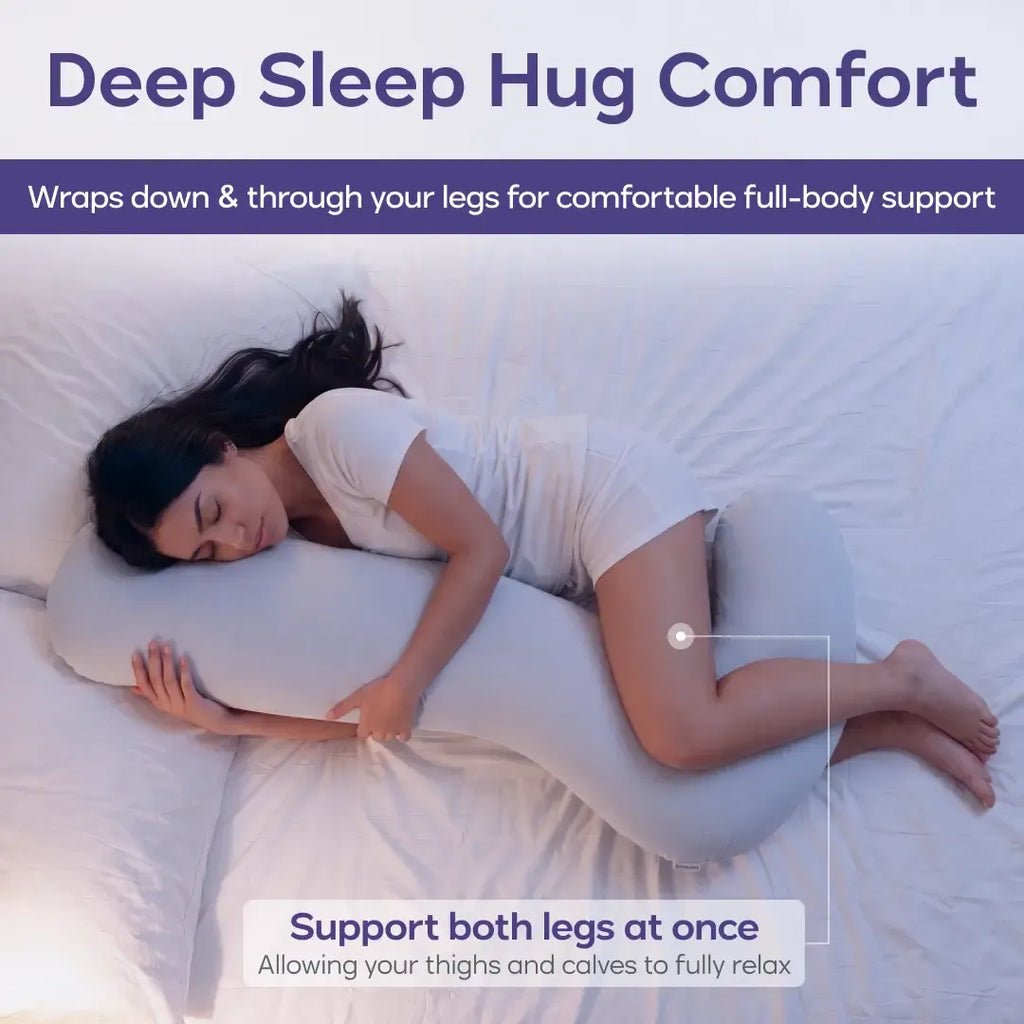 Mellow Sleep | BodyAlign+ Pillow - Full Body Ergonomic Support Pillow for Back, Belly, Hips & Legs, Cooling Side Sleeper Pillow for Pregnancy, Maternity & Body Pain Relief