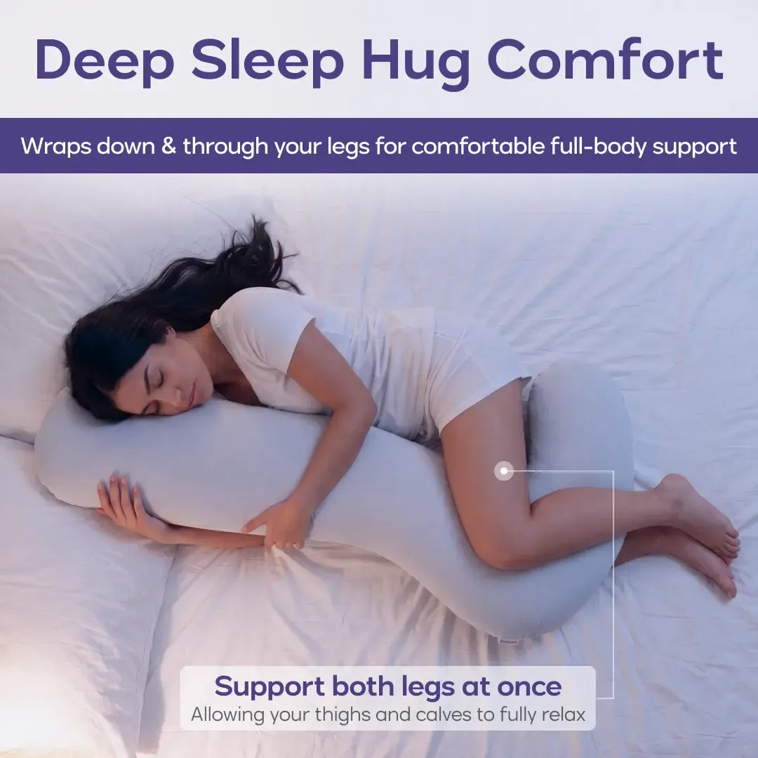 Mellow Sleep | BodyAlign+ Pillow - Full Body Ergonomic Support Pillow for Back, Belly, Hips & Legs, Cooling Side Sleeper Pillow for Pregnancy, Maternity & Body Pain Relief