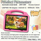 KidsTablet 10.1-inch Android children's tablet with dual cameras for vision protection, parental control for children's education tablet with WiFi