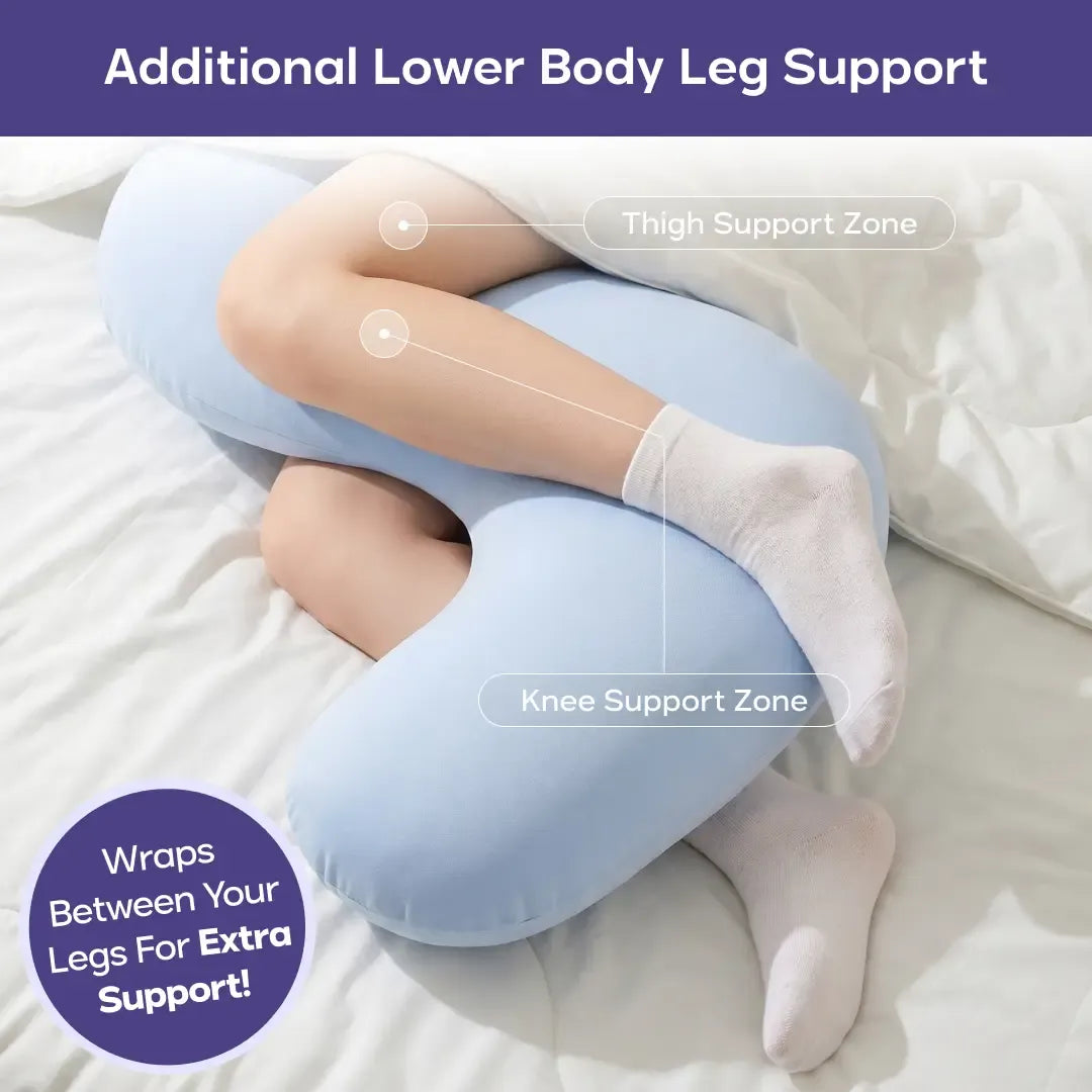Mellow Sleep | BodyAlign+ Pillow - Full Body Ergonomic Support Pillow for Back, Belly, Hips & Legs, Cooling Side Sleeper Pillow for Pregnancy, Maternity & Body Pain Relief