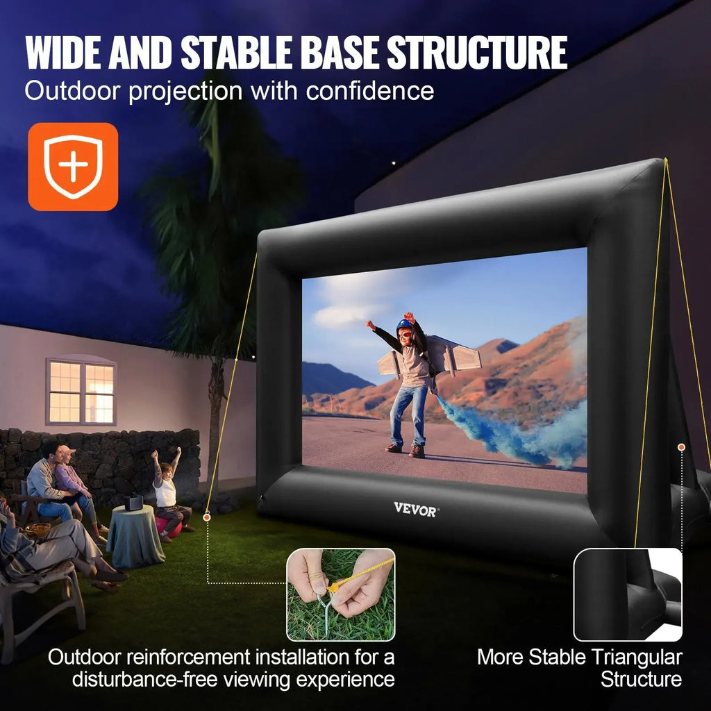 VEVOR Inflatable Movie Screen 24FT Inflatable Projector Screen for outside with 360W Air Blower Inflatable Screen Oxford Fabric Material Blow Up Screen for Outdoor Movie Supports Front/Rear Projection