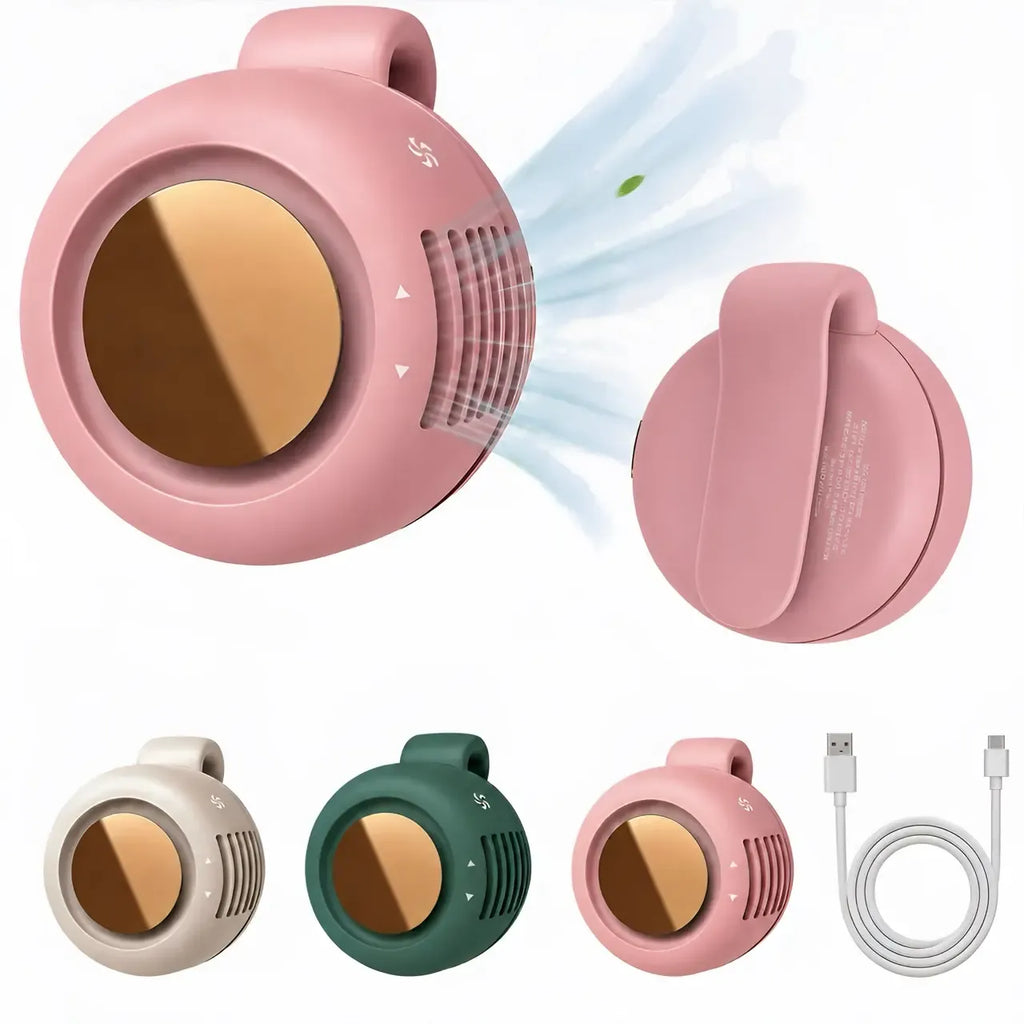 Portable Silent Mini Bladeless Electric Fan,Adjustable 3-speed Suspended Waist Fans,Phone Cooling Fan,Personal Fan,Rotating BodyFan Suitable for Outdoor Travel