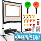 Jazzminton Sport breaks the mold, play indoors or out, no court required. Bring the action to you, set up in minutes and let the rallies fly!