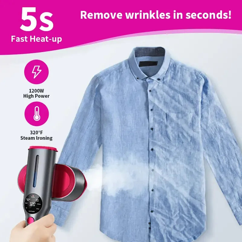 Dr.Flash Garment Steamer for Clothes, Portable Travel Clothing Steamer Iron, 7 Mode with LED Display, 5s Fast Heating, 90° Swivel Handle