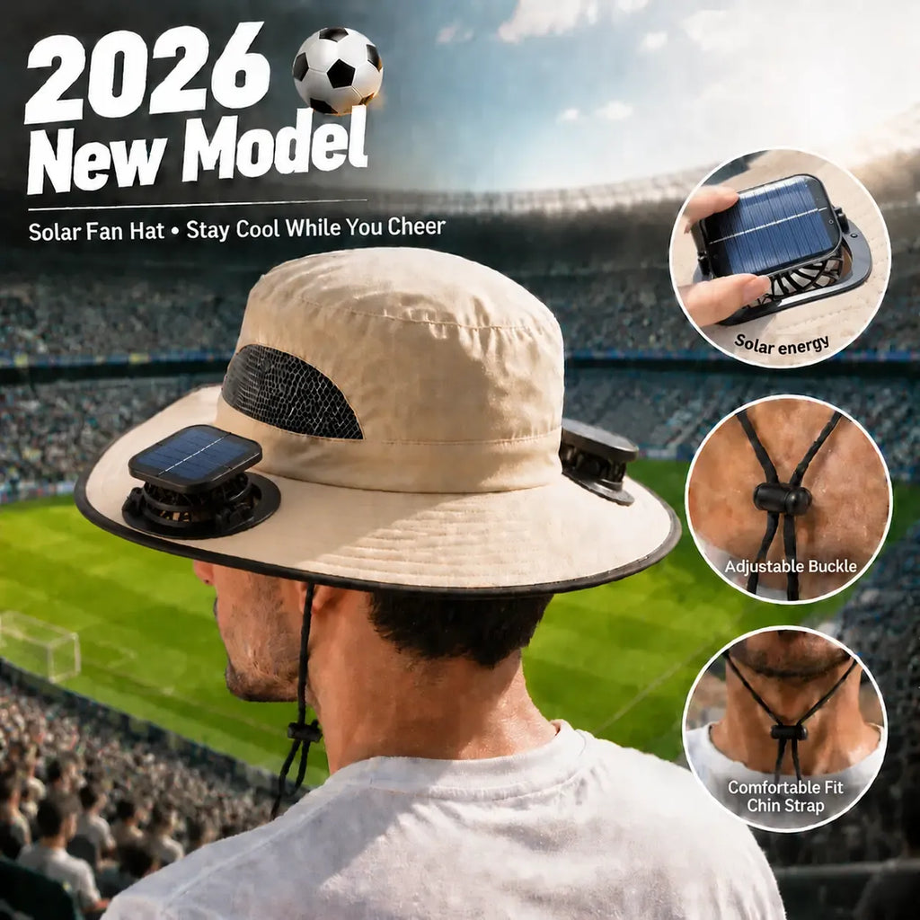 New Solar-Powered Outdoor Cooling Fan Hat — Sun Protection Hat with Solar Fan