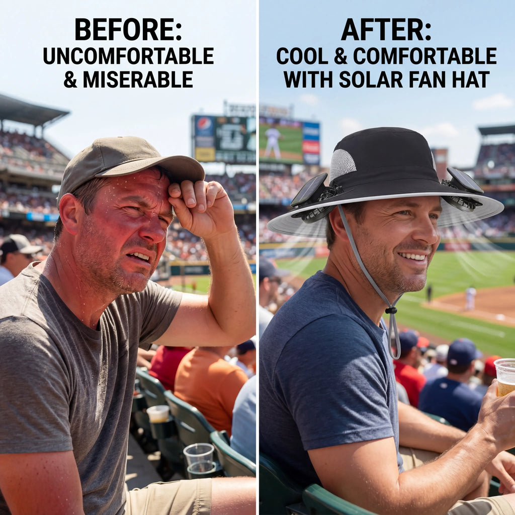 New Solar-Powered Outdoor Cooling Fan Hat — Sun Protection Hat with Solar Fan