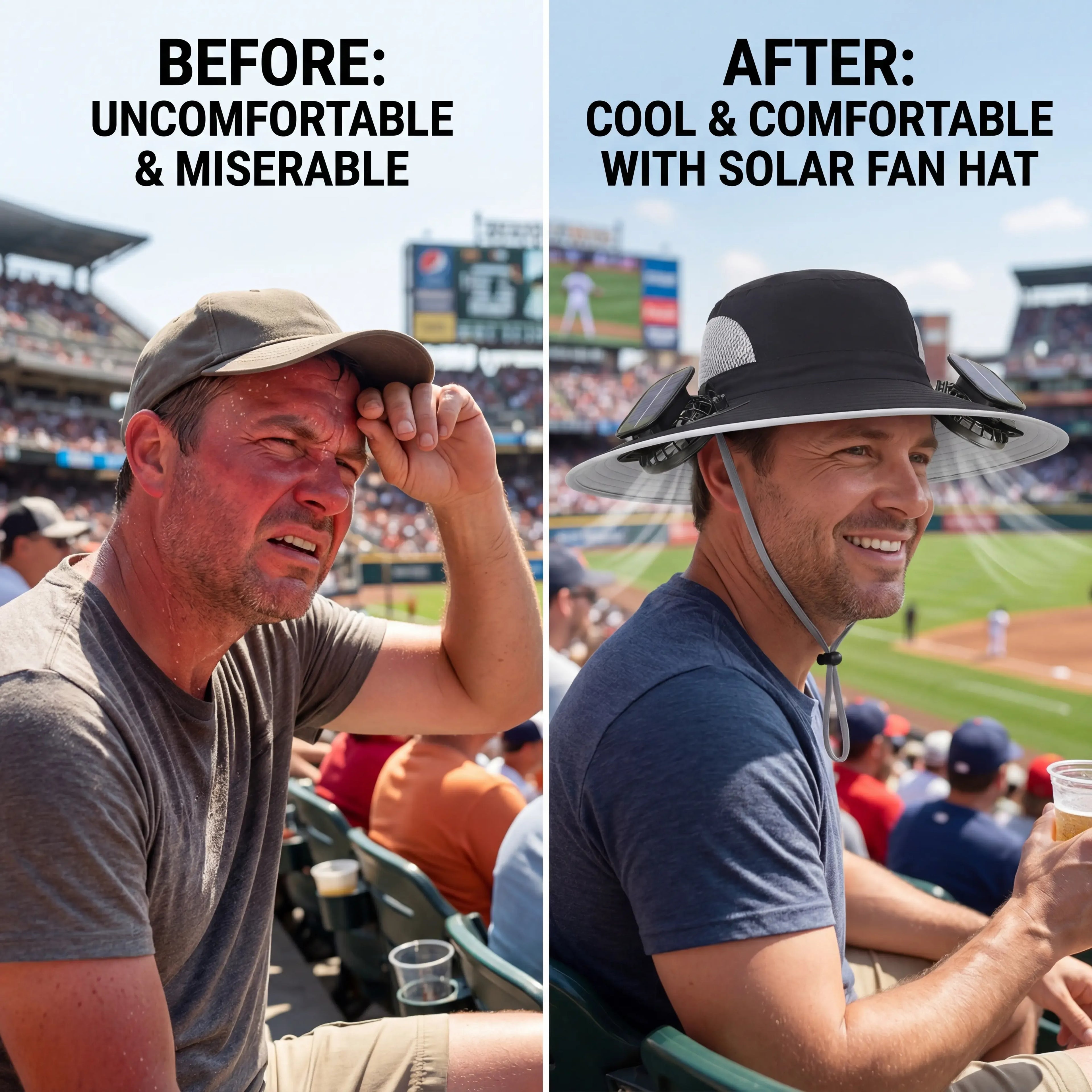 New Solar-Powered Outdoor Cooling Fan Hat — Sun Protection Hat with Solar Fan