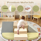 NLDD 6-Piece Toddler Climbing Toys Indoor Soft Play Baby Climbing Blocks Safe Wooden Slide Playground Equipment Durable Foam Climbing Toys for Crawling and Sliding