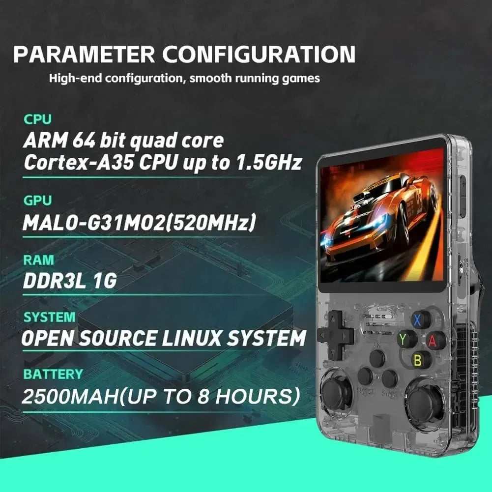 WUDS R36S Retro Handheld Game Console, Preinstalled Emulator 32+64GB TF Card - 15000+ Classic Games, 3.5-inch IPS Screen Linux Retro Arcade Pocket Console Video Player Protection